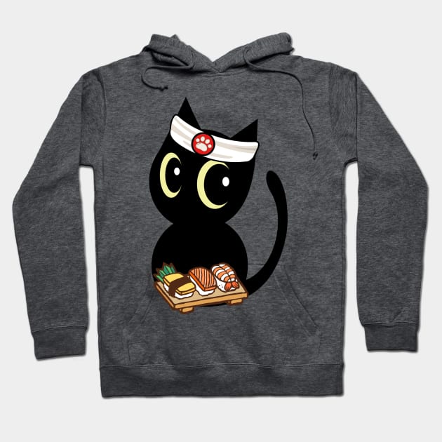 Sushi Chef Black Cat Hoodie by Pet Station